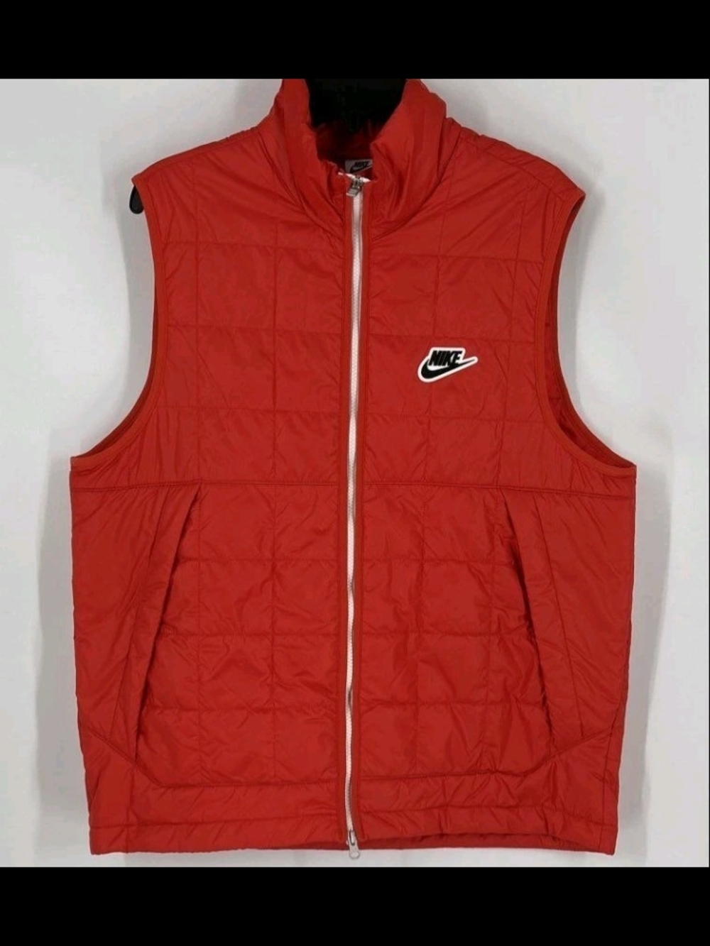 NIKE DV2929-673 Red Orange Vest Pockets Down Puffer Men's Sz Large